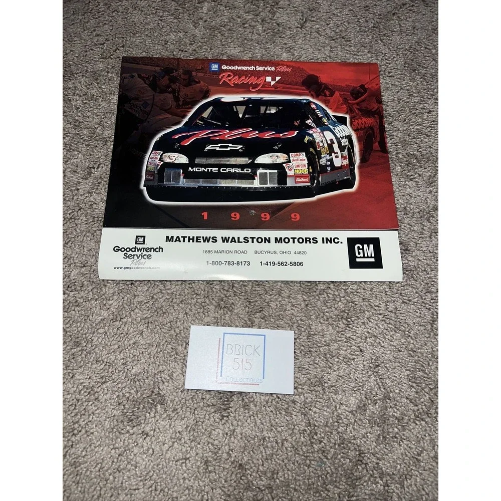 Vintage 1999 Dale Earnhardt Sr -GM Service Calendar w/ Race Days Listed